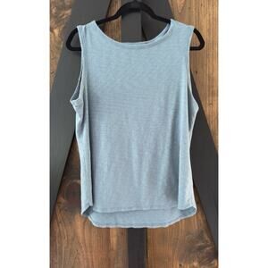 Max Studio Women's Tank Top Size XL Blue/Green Lightweight Pullover Cutout Back